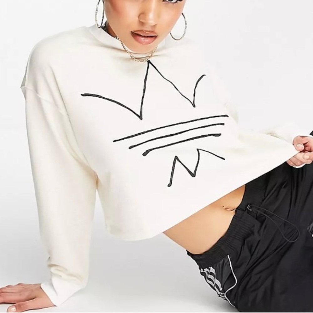 Like new Adidas crewneck french terry, size Large cream